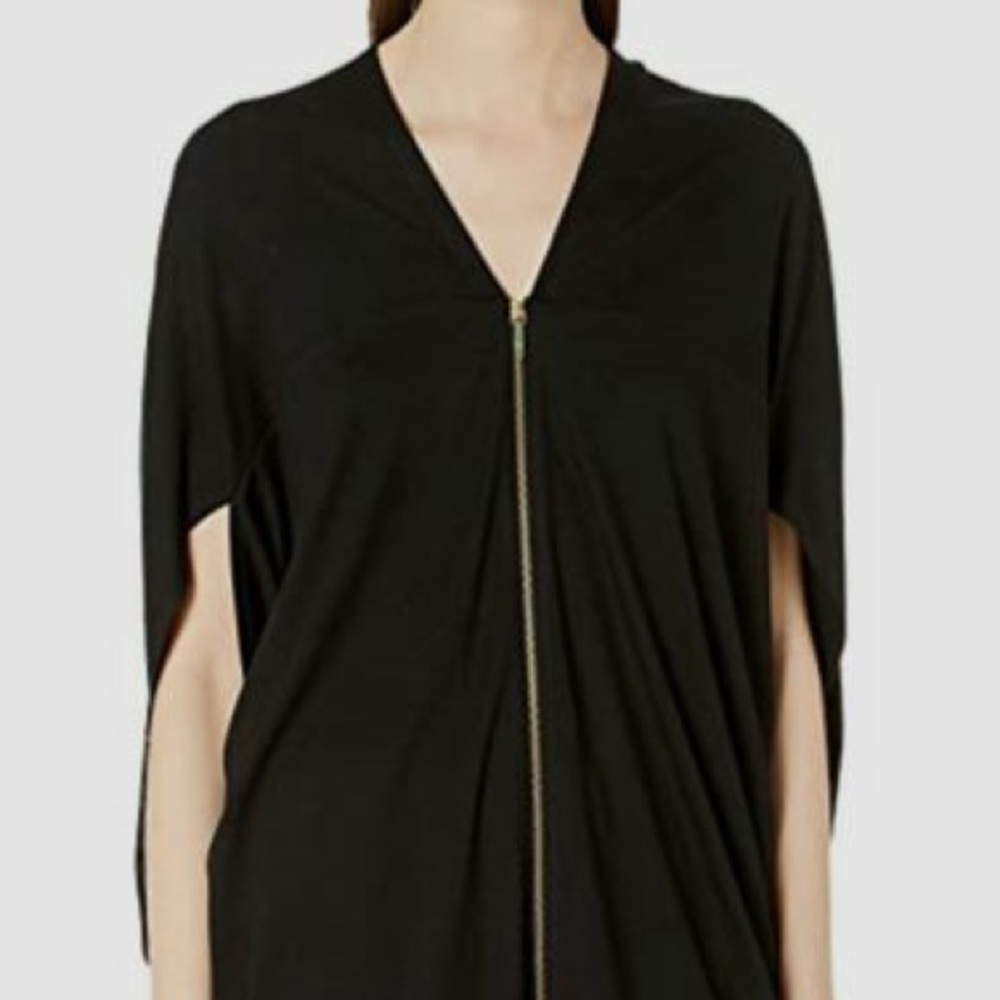Nicole Miller Atelier Cocoon Black Zippered Women's Top